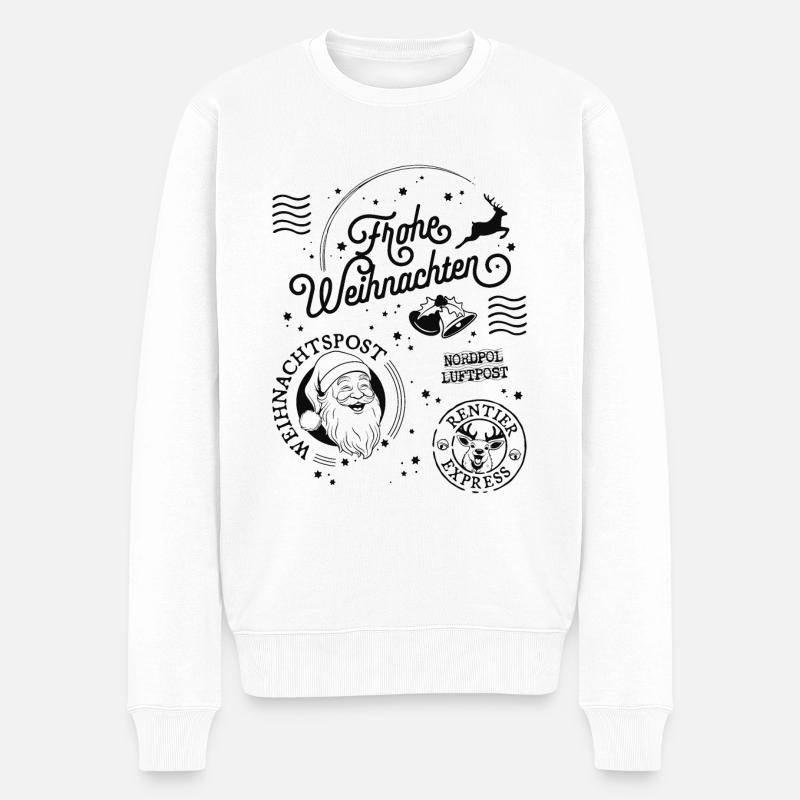 Frohe Weihnachten Weihnachtsgeschenk Nordpol - Männer Premium Bio Pullover - Weiß