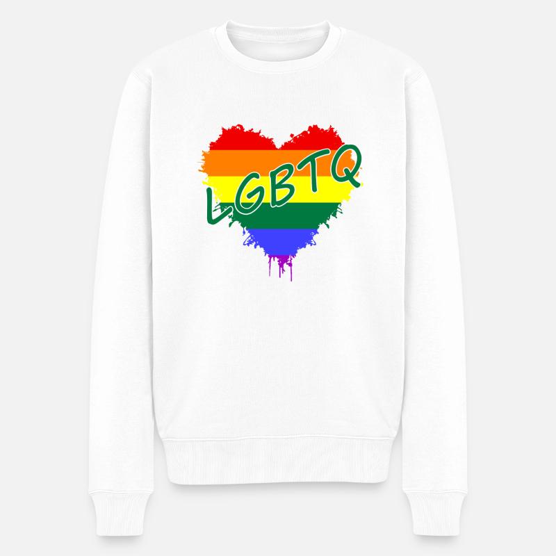 Herz LGBTQ heart lgbtq - Männer Premium Bio Pullover - Weiß