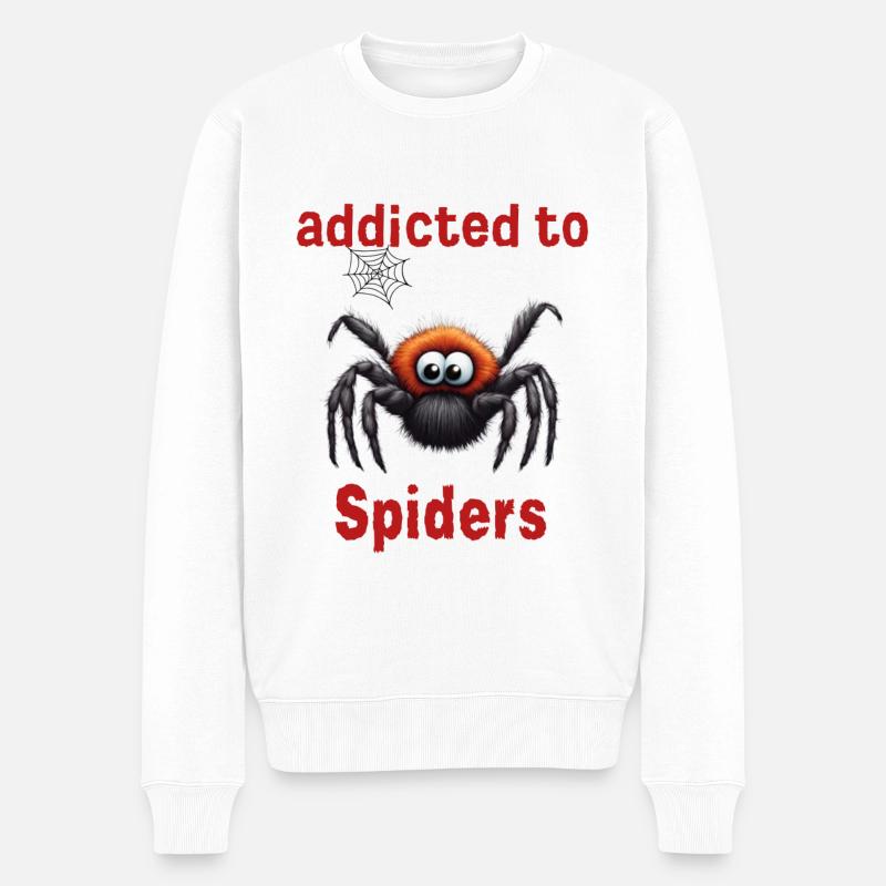 addicted to Spiders - Spider Fan - Halloween - Pet - Männer Premium Bio Pullover - Weiß