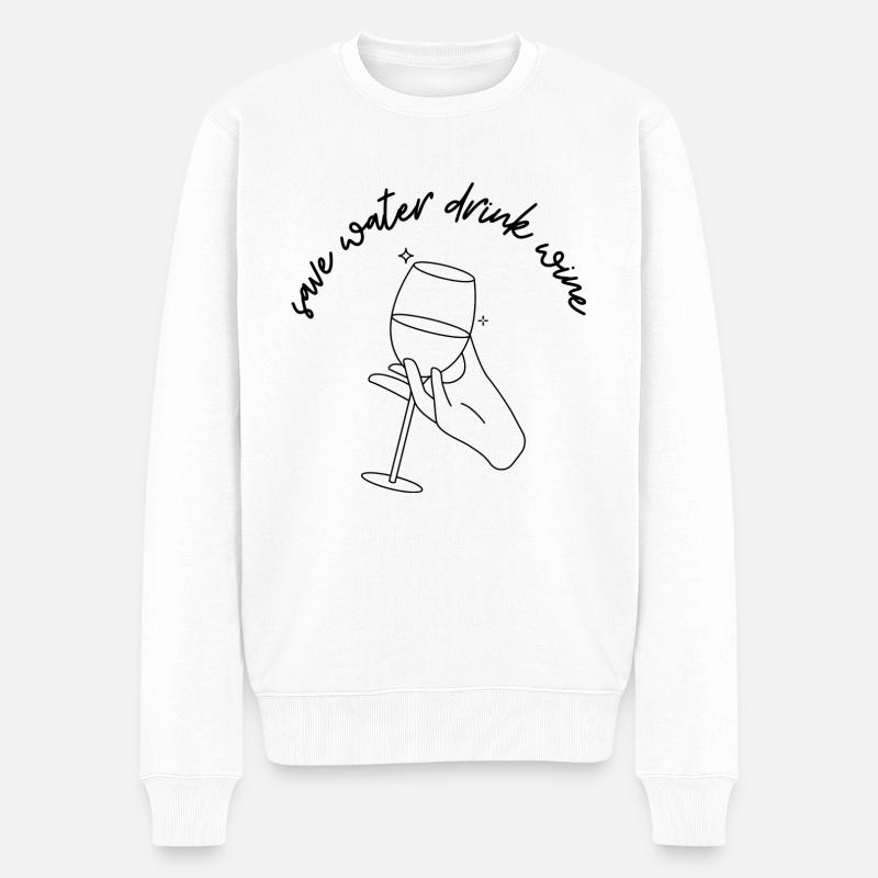 Save water drink wine - Männer Premium Bio Pullover - Weiß