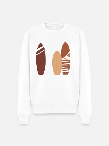 Retro Surfbrett Illustration | Boho Surf Boards - Männer Premium Bio Pullover - Weiß