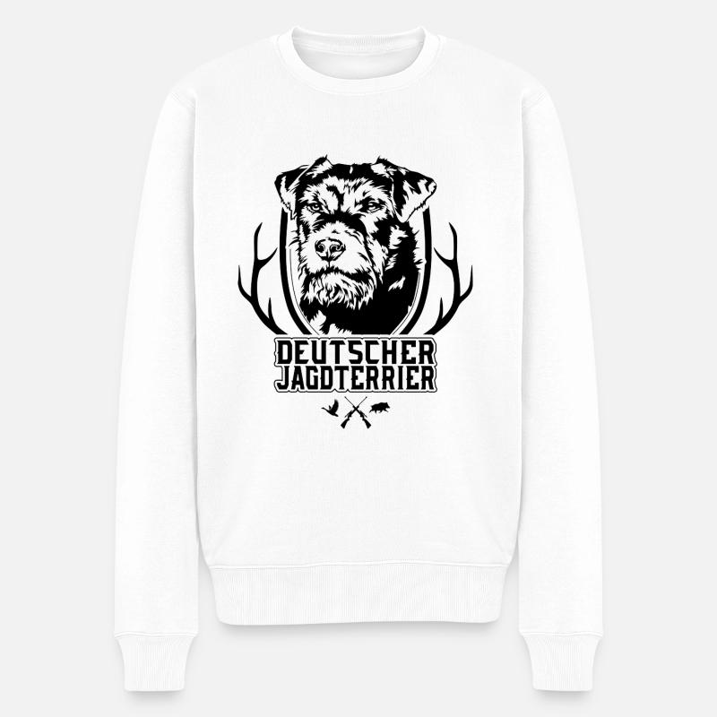 Deutscher Jagdterrier rauhaar Jagdhund Wilsigns - Männer Premium Bio Pullover - Weiß