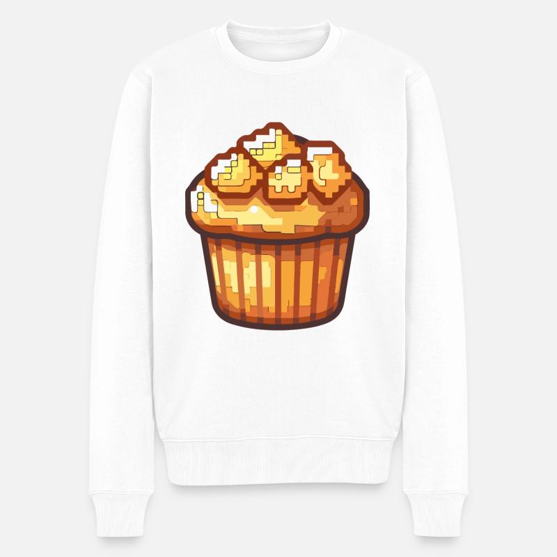 Cupkake Pixel Symbole Gâteau - Pull Premium bio Homme - blanc