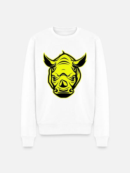 Rhino Head Portrait Icon - Men's Premium Organic Jumper - white
