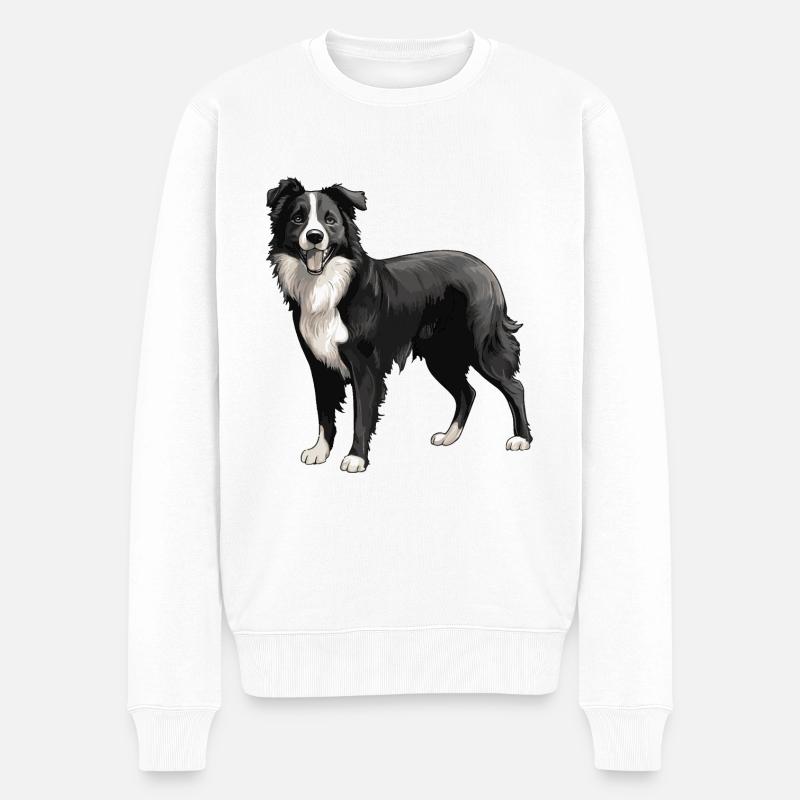 Border Collie Chien Animal - Pull Premium bio Homme - blanc