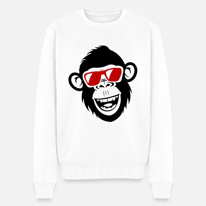Affen Lustig Cool - Männer Premium Bio Pullover - Weiß