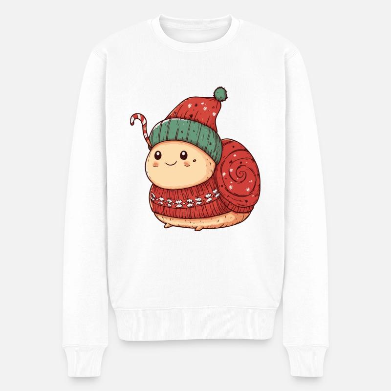 Schnecke Weihnachten Comic - Männer Premium Bio Pullover - Weiß