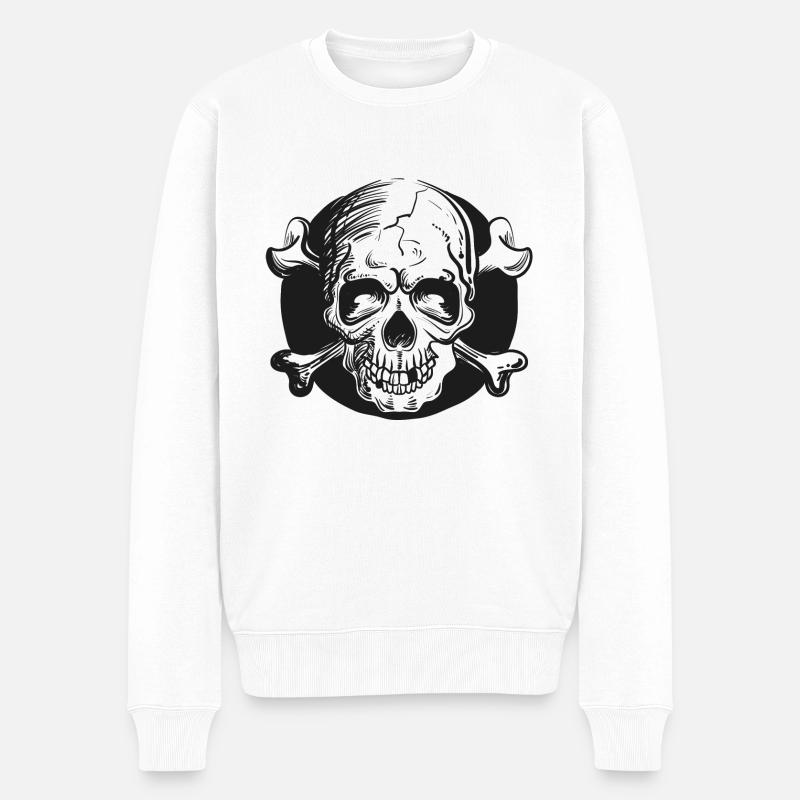Totenkopf - Männer Premium Bio Pullover - Weiß