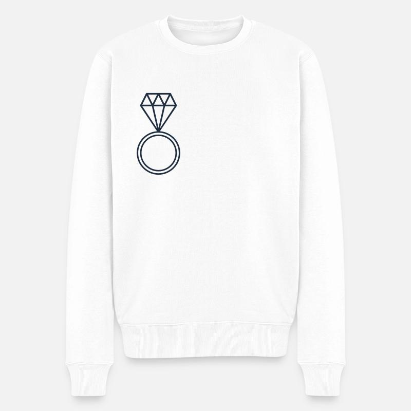 Ring mit Diamant - Männer Premium Bio Pullover - Weiß