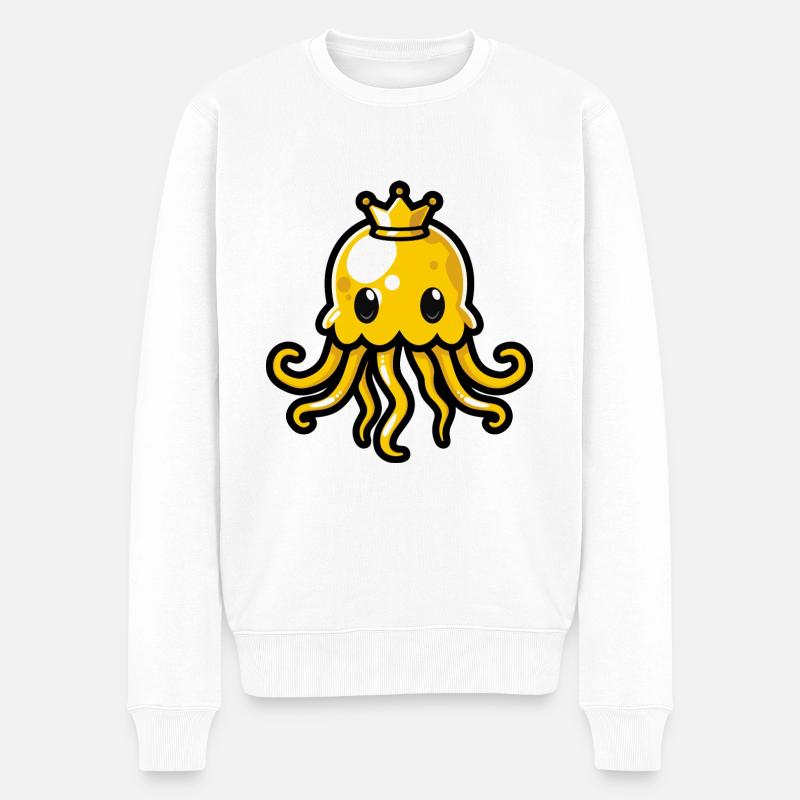 Jellyfish Comic Crown - Men's Premium Organic Jumper - white