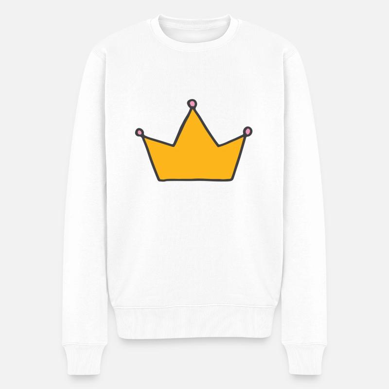 CROWN - Männer Premium Bio Pullover - Weiß