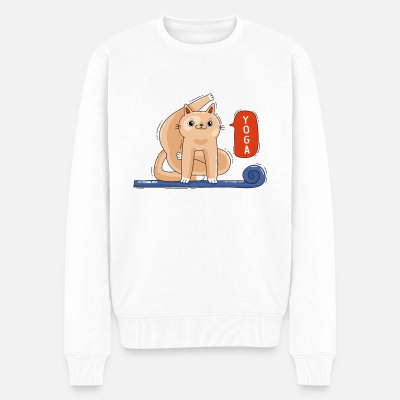 Chat et Yoga - Pull Premium bio Homme - blanc