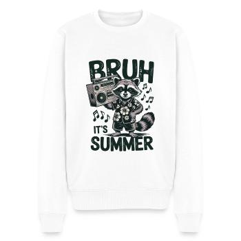 Cooler Waschbär mit Boombox - Männer Premium Bio Pullover - Weiß - Vorne - Thijin (182cm)