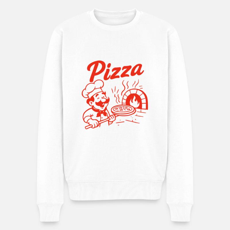 Pizzabäcker Retro Design - Männer Premium Bio Pullover - Weiß