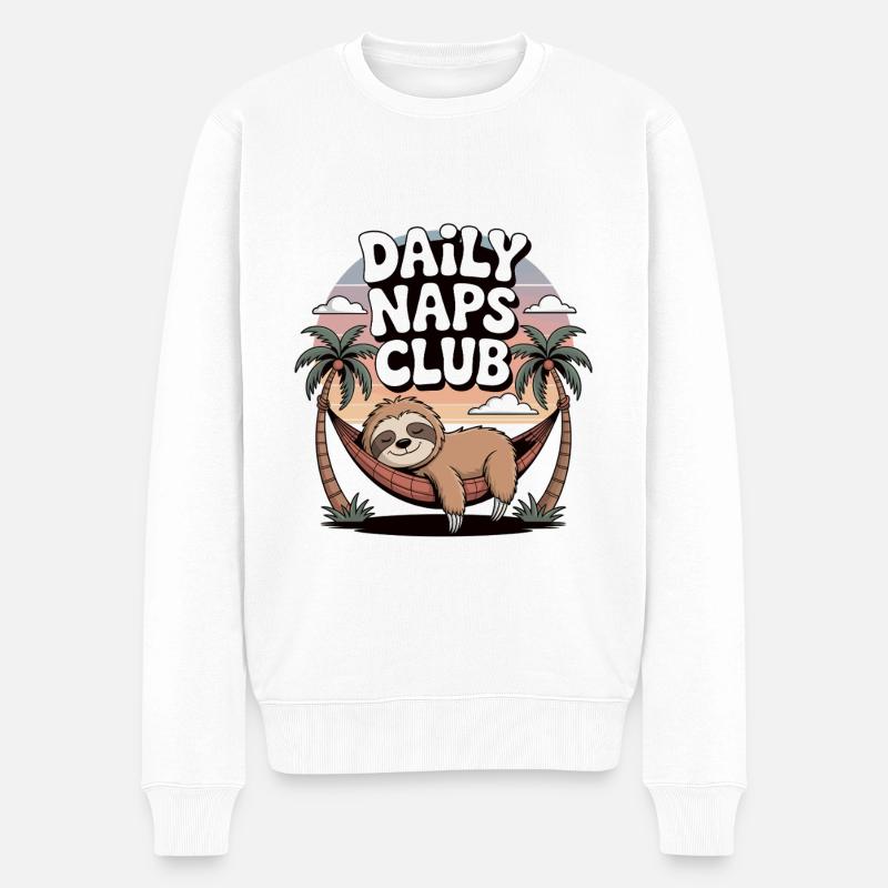 Faultier Nickerchen Club - Männer Premium Bio Pullover - Weiß