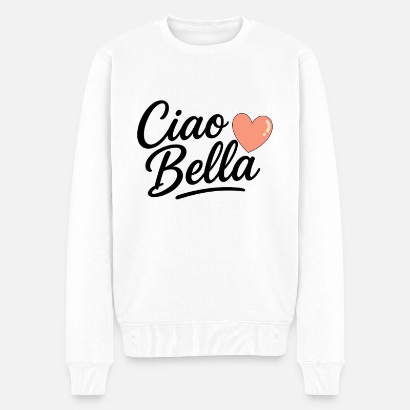 Ciao Bella - Männer Premium Bio Pullover - Weiß