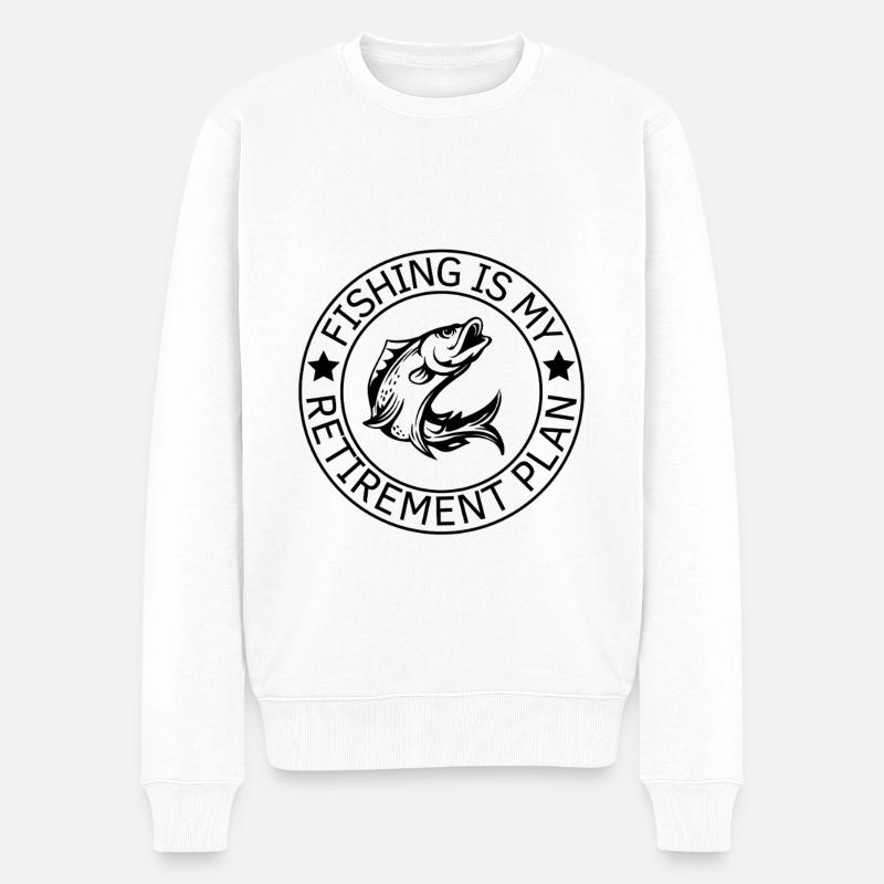 Angler Spruch Ruhestand Angeln Rente - Männer Premium Bio Pullover - Weiß