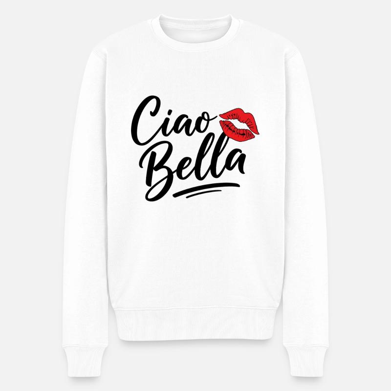 Ciao Bella - Männer Premium Bio Pullover - Weiß
