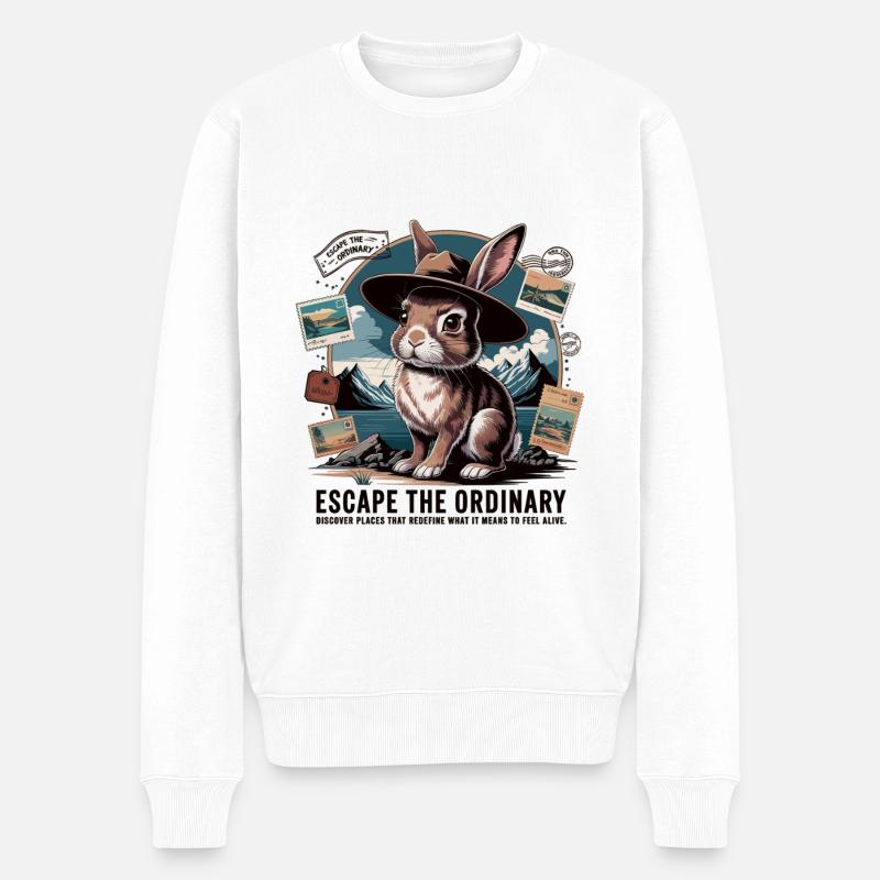 Postkarten - Hase auf Reisen - Männer Premium Bio Pullover - Weiß