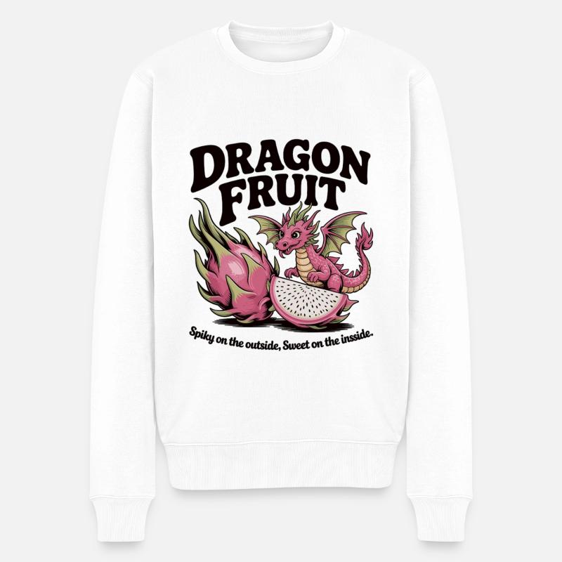 Drachenfrucht Süßer Drache auf Frucht - Männer Premium Bio Pullover - Weiß