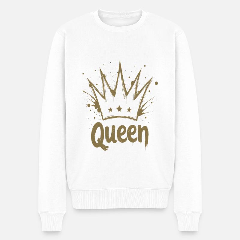 Queen Krone Splash - Männer Premium Bio Pullover - Weiß