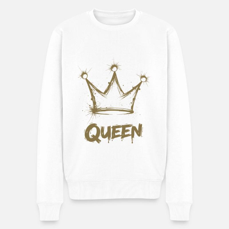Queen Krone Splash - Männer Premium Bio Pullover - Weiß