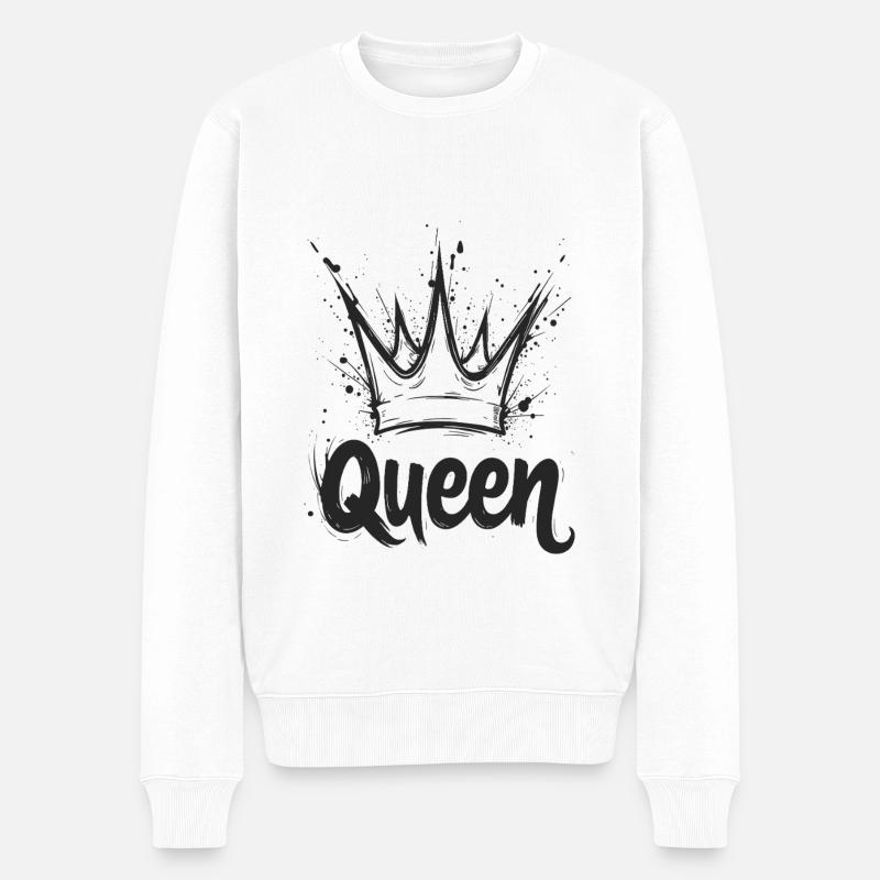 Queen Krone Splash - Männer Premium Bio Pullover - Weiß
