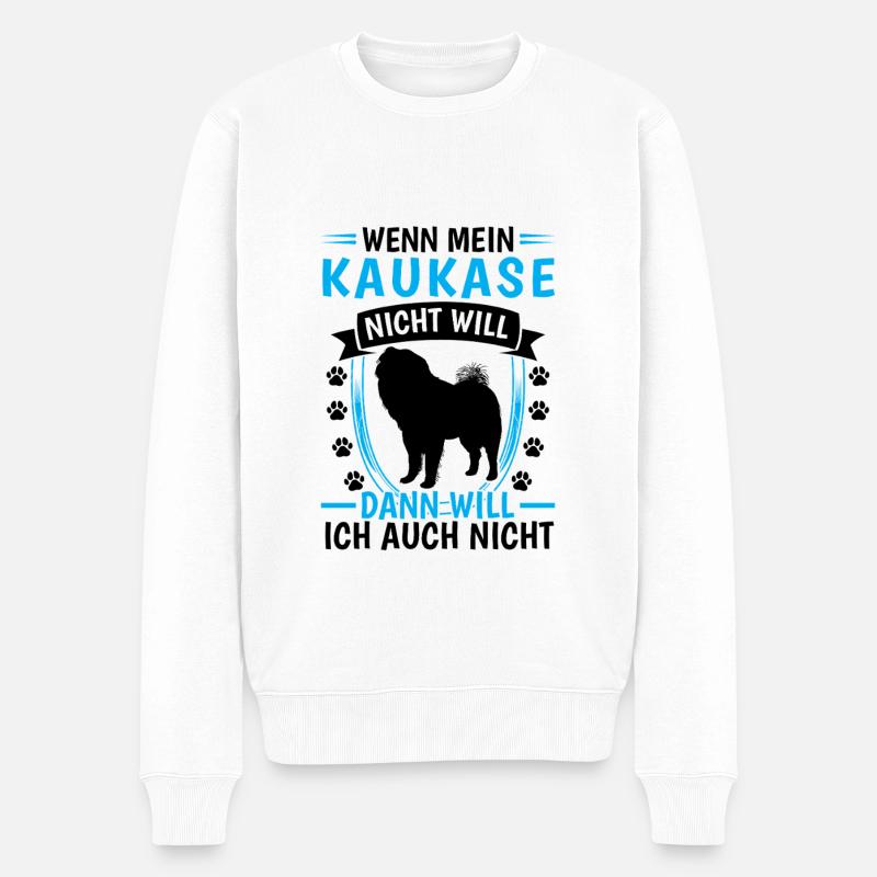 Kaukasischer Owtscharka will nicht - Männer Premium Bio Pullover - Weiß