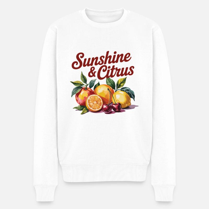 Sunshine & Citrus Shirt - Männer Premium Bio Pullover - Weiß