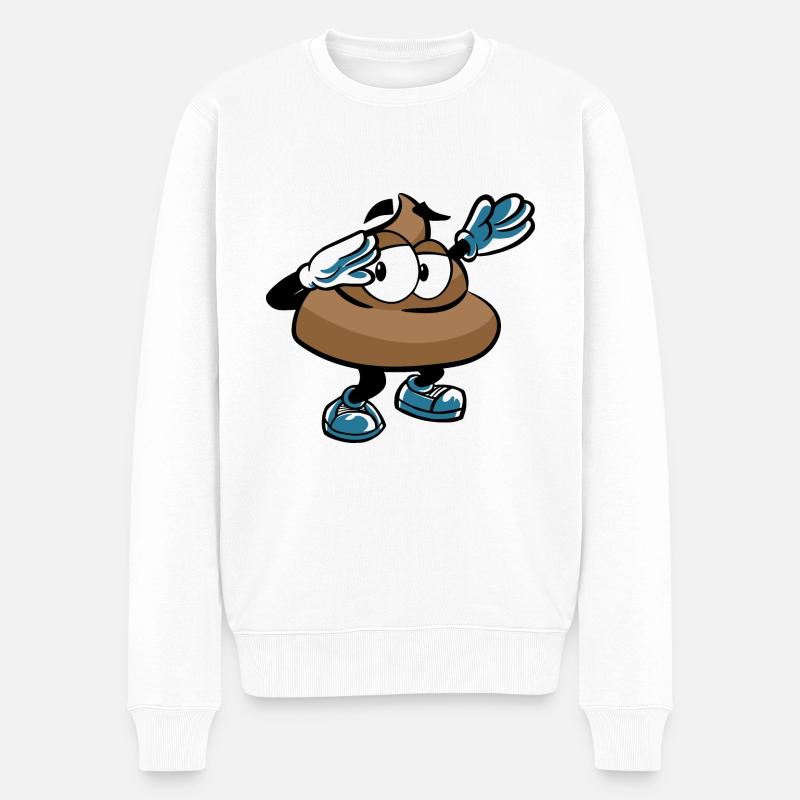 DABBING POOP CACA - Pull Premium bio Homme - blanc