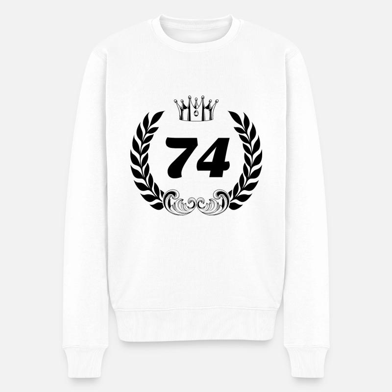 74 Zahl Kranz - Männer Premium Bio Pullover - Weiß