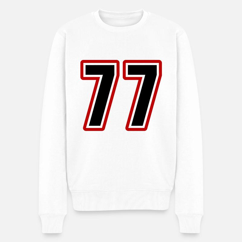 77 Nombre symbole - Pull Premium bio Homme - blanc