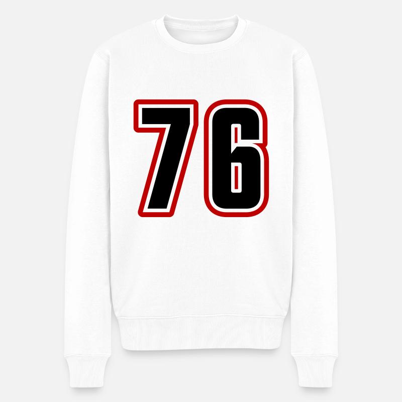 76 Zahl Symbol - Männer Premium Bio Pullover - Weiß