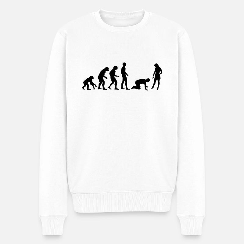 Evolution Mann - Männer Premium Bio Pullover - Weiß