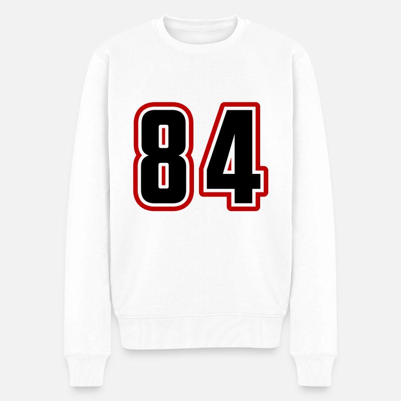 84 Zahl Symbol - Männer Premium Bio Pullover - Weiß