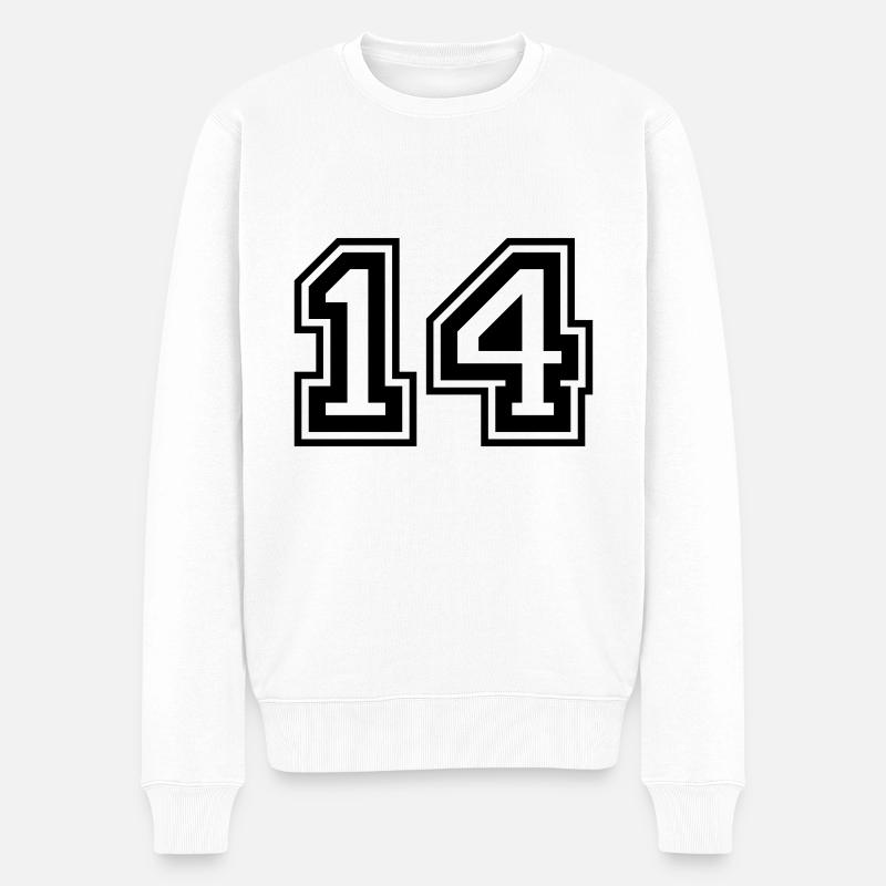 14 Zahl nummer - Männer Premium Bio Pullover - Weiß