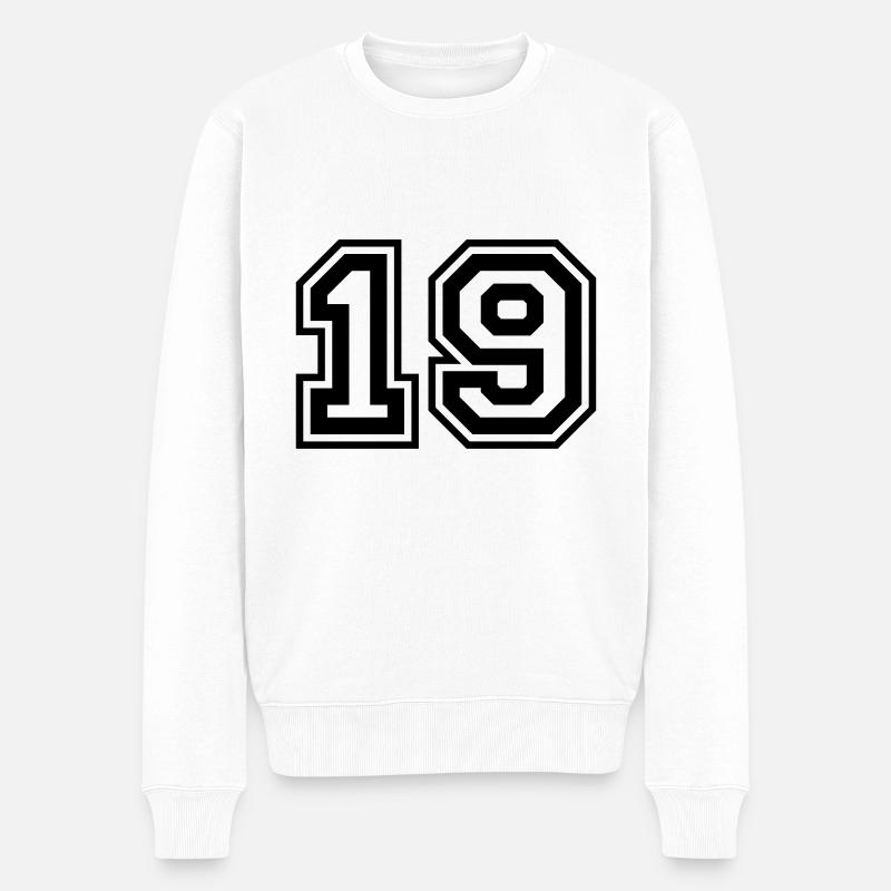 19 Numéro - Pull Premium bio Homme - blanc