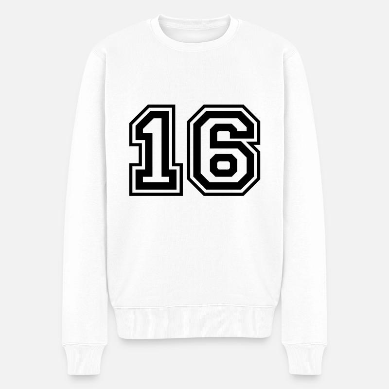 16 Numéro de numéro - Pull Premium bio Homme - blanc