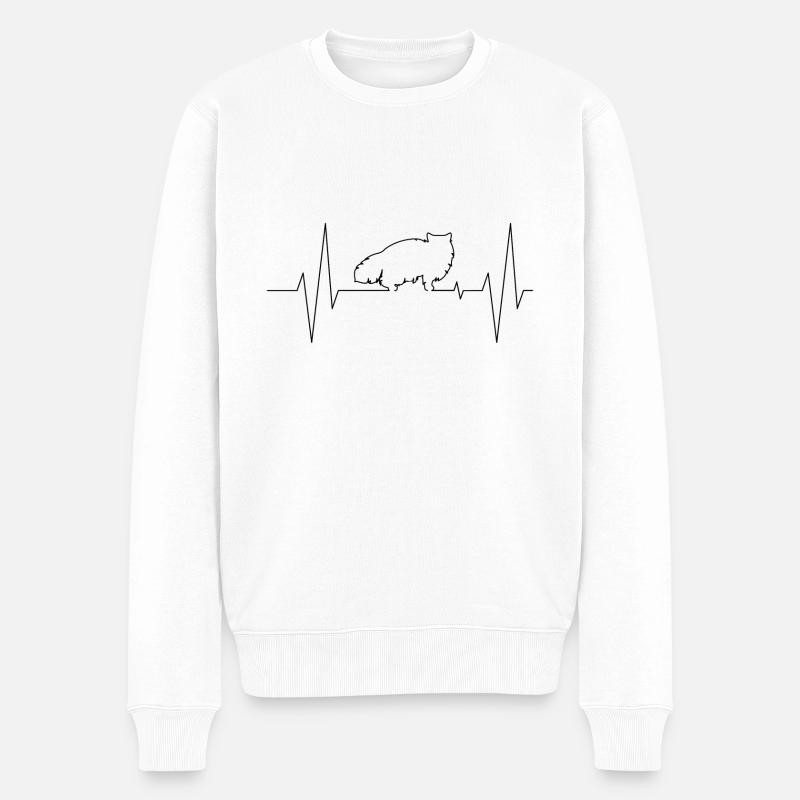 Katze - Männer Premium Bio Pullover - Weiß