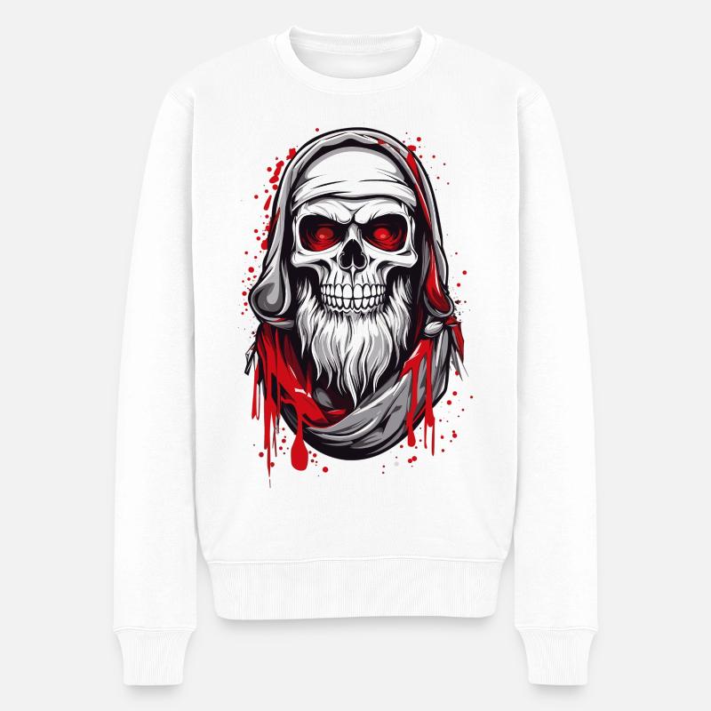 Crâne Père Noël - Pull Premium bio Homme - blanc