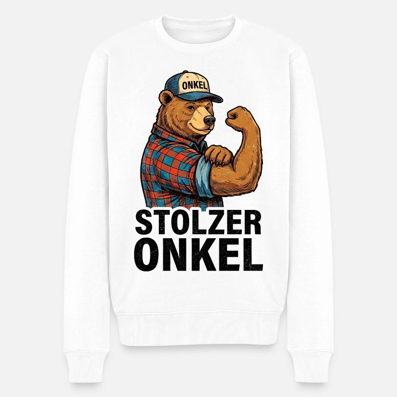 Muskelbär Onkel im Flanell - Männer Premium Bio Pullover - Weiß