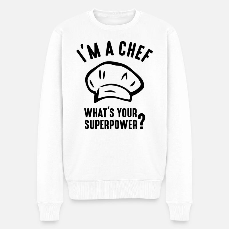 Chef Superpower - Pull Premium bio Homme - blanc