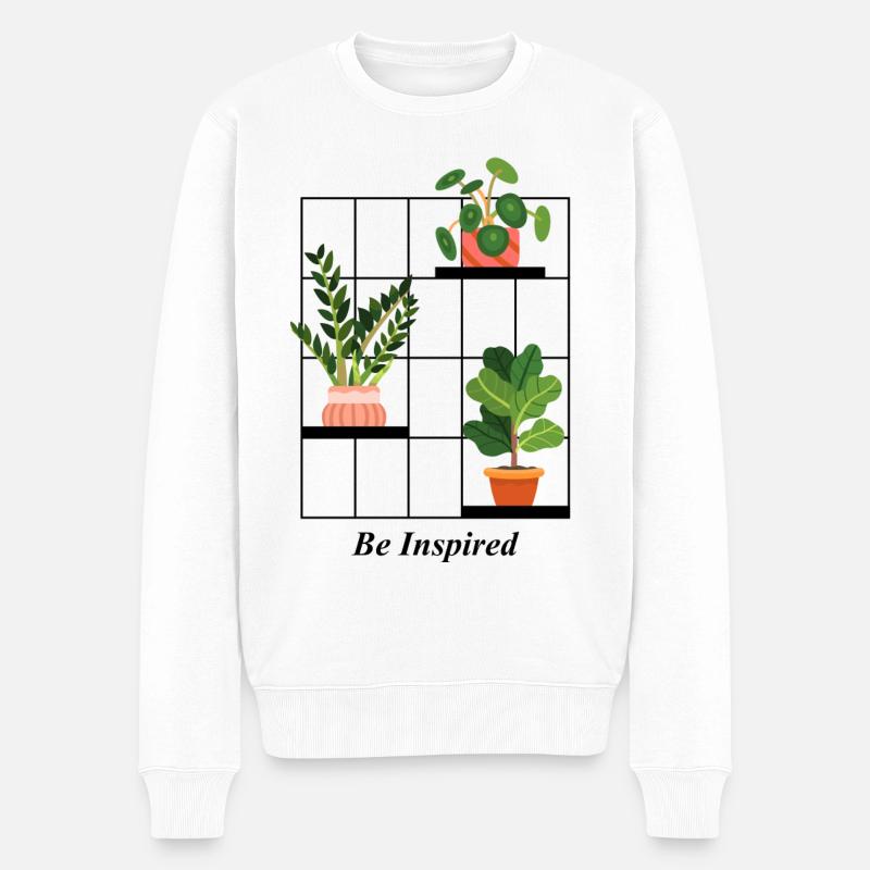 Plant Be Inspired Grafik - Männer Premium Bio Pullover - Weiß