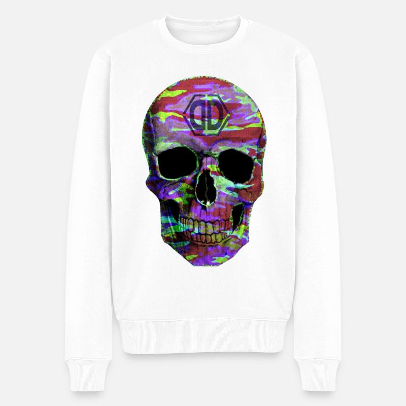 Crâne de camouflage Dave Diamant Party - Pull Premium bio Homme - blanc