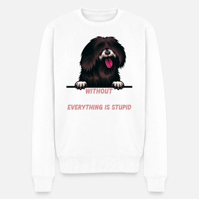 Ohne Tibet Terrier ist alles doof - Männer Premium Bio Pullover - Weiß