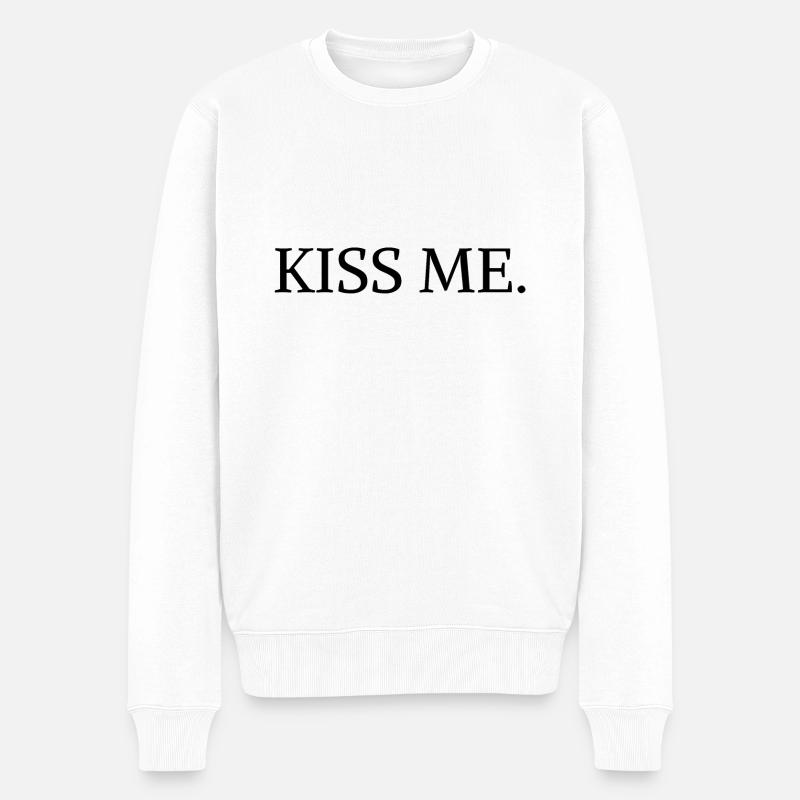 Kiss mir - Männer Premium Bio Pullover - Weiß
