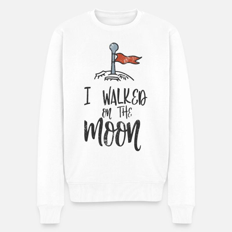 MOND PLANET UNIVERSUM PLANETEN ASTRONAUT MOTIVE - Männer Premium Bio Pullover - Weiß