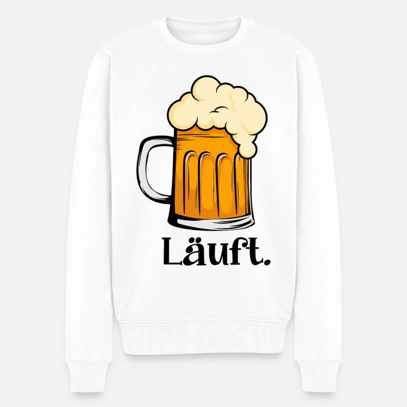 Läuft Beer - Männer Premium Bio Pullover - Weiß