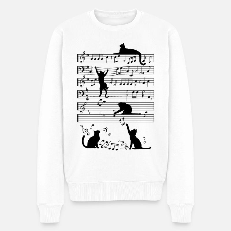 Musikalische Katzen - Männer Premium Bio Pullover - Weiß