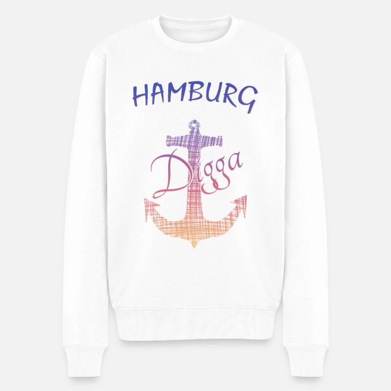 Hamburg Digga - Männer Premium Bio Pullover - Weiß